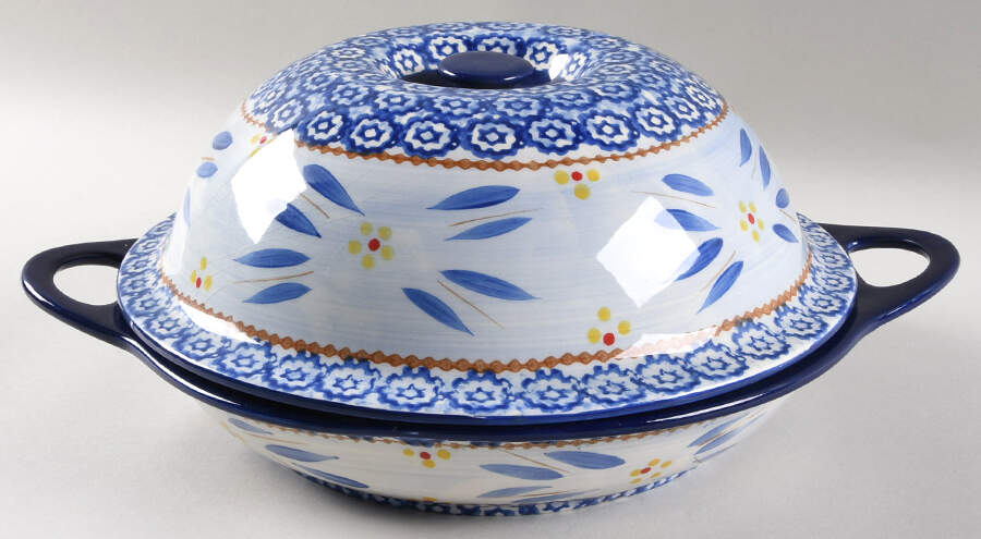 Old World Blue Shallow Baker & Lid/Bowl by Temp-Tations-1