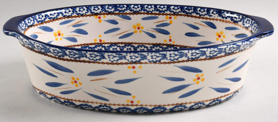 Old World Blue 13" Oval Baker by Temp-Tations-1