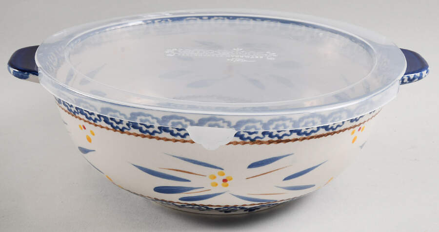 Old World Blue 8" Mixing Bowl & Plastic Lid (MB8 & MB8PL) by Temp-Tations-1