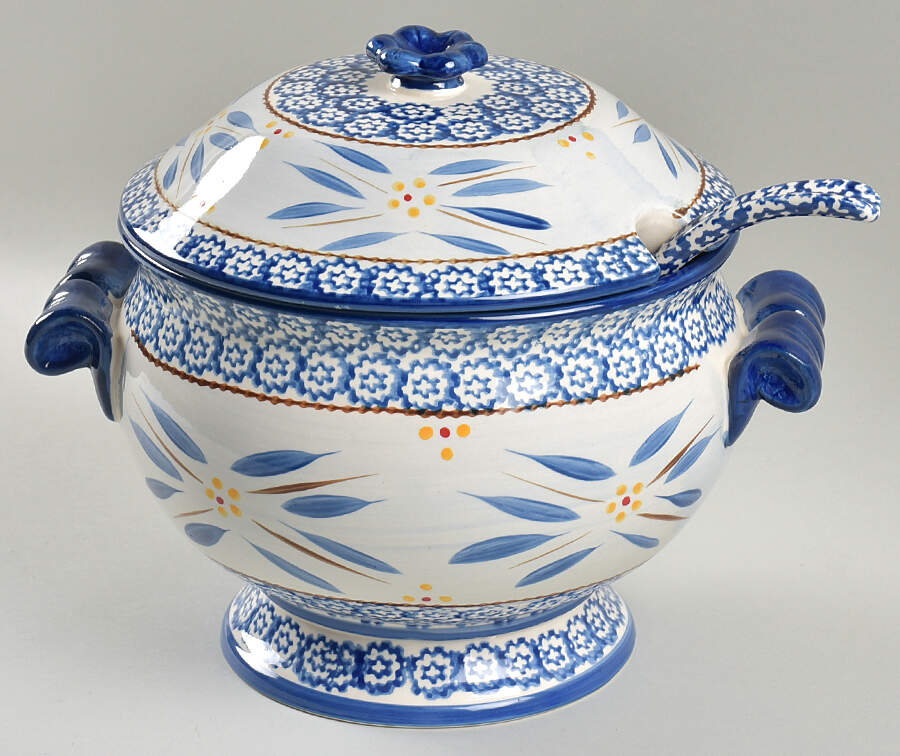 Old World Blue Tureen & Lid W/Ladle by Temp-Tations-1