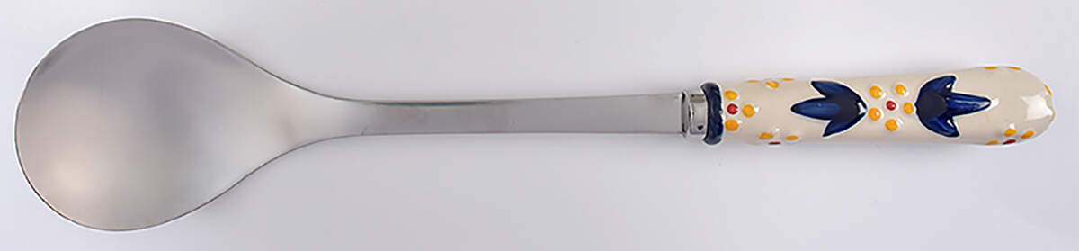 Old World Blue Salad Serving Spoon with Stainless Bowl by Temp-Tations-1
