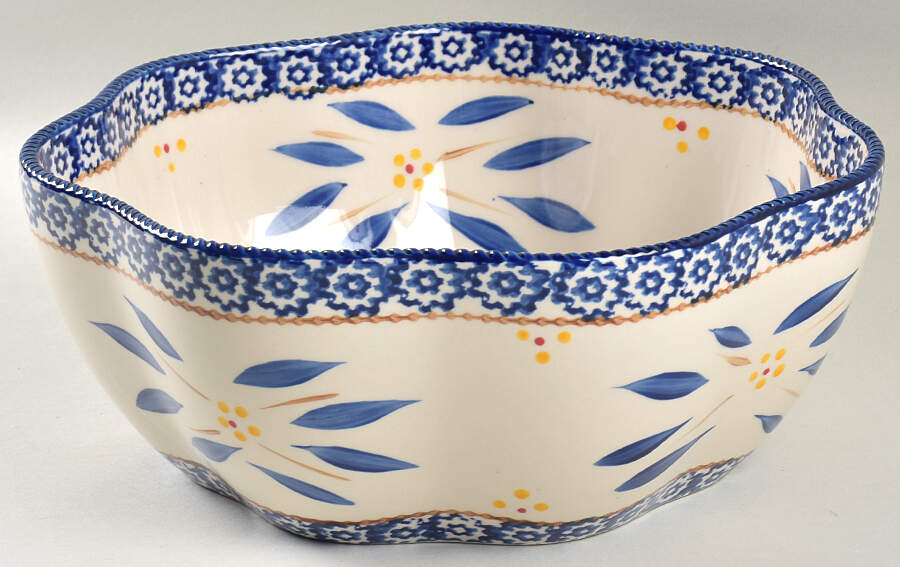 Old World Blue 10" Scalloped Bowl by Temp-Tations-1