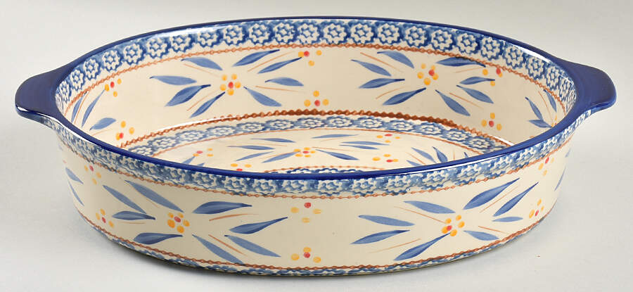 Old World Blue 14" Oval Baker by Temp-Tations-1