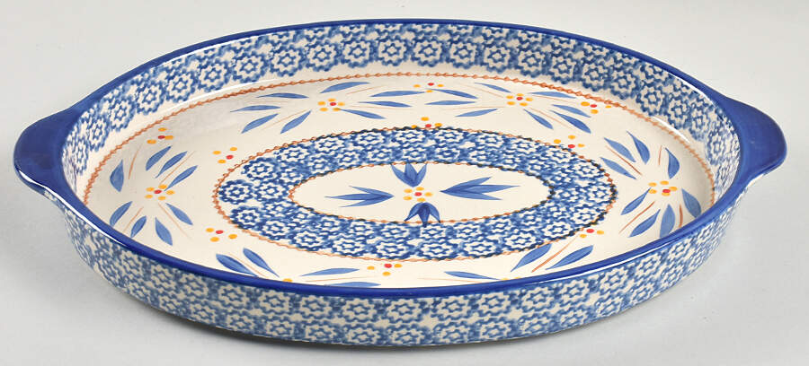 Old World Blue Lid-It for 14" Oval Baker by Temp-Tations-1