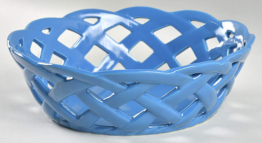 Old World Blue 9" Open Weave Bread Basket by Temp-Tations-1