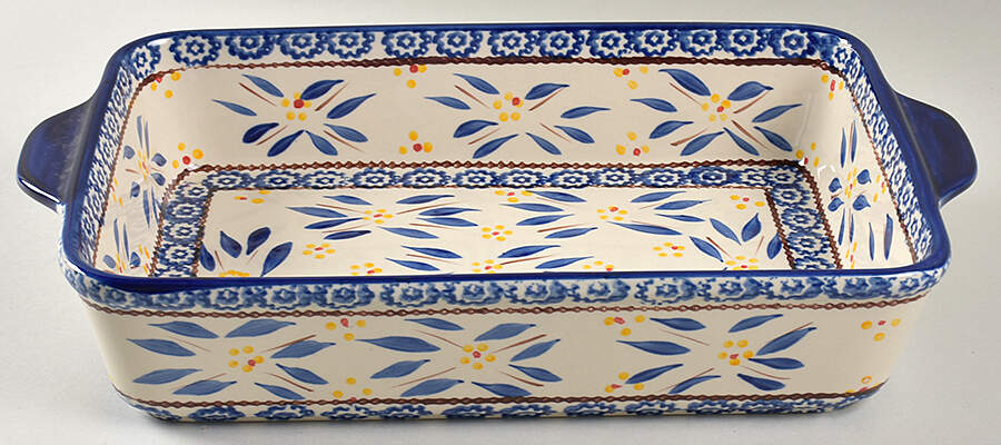 Old World Blue 13"  Rectangular Baker by Temp-Tations-1