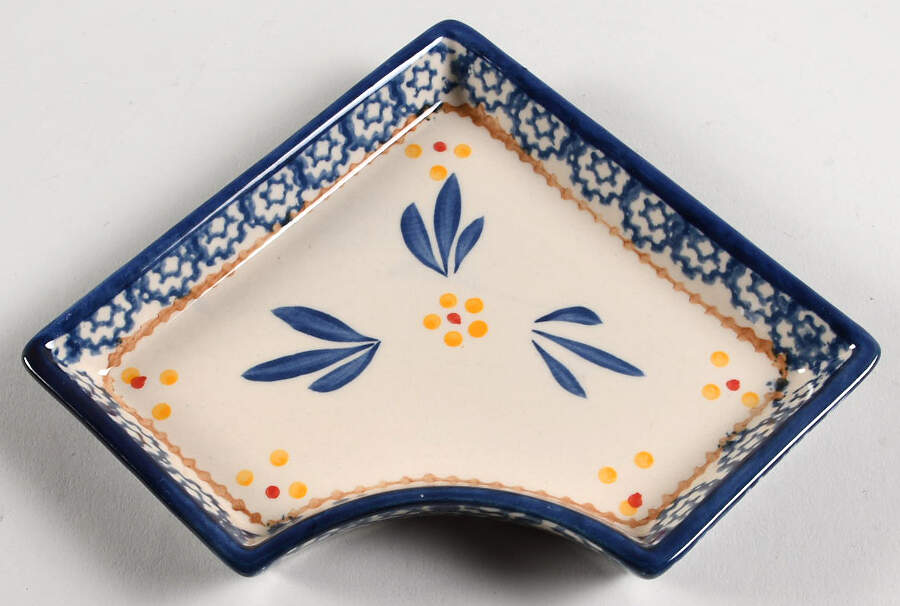Old World Blue Square Side Tray for 6 Piece Pedestal Server/Cake Set by Temp-Tations-1