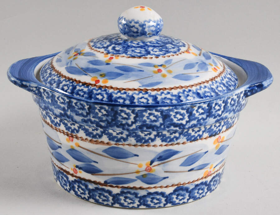 Old World Blue 1 Qt Round Covered Casserole by Temp-Tations-1
