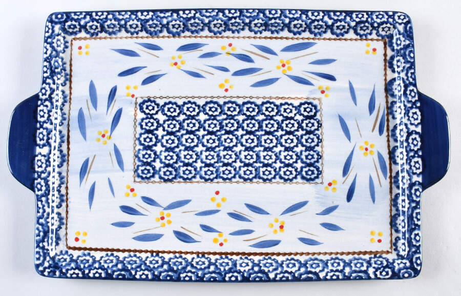 Old World Blue 16'' Rectangular Tray by Temp-Tations-1