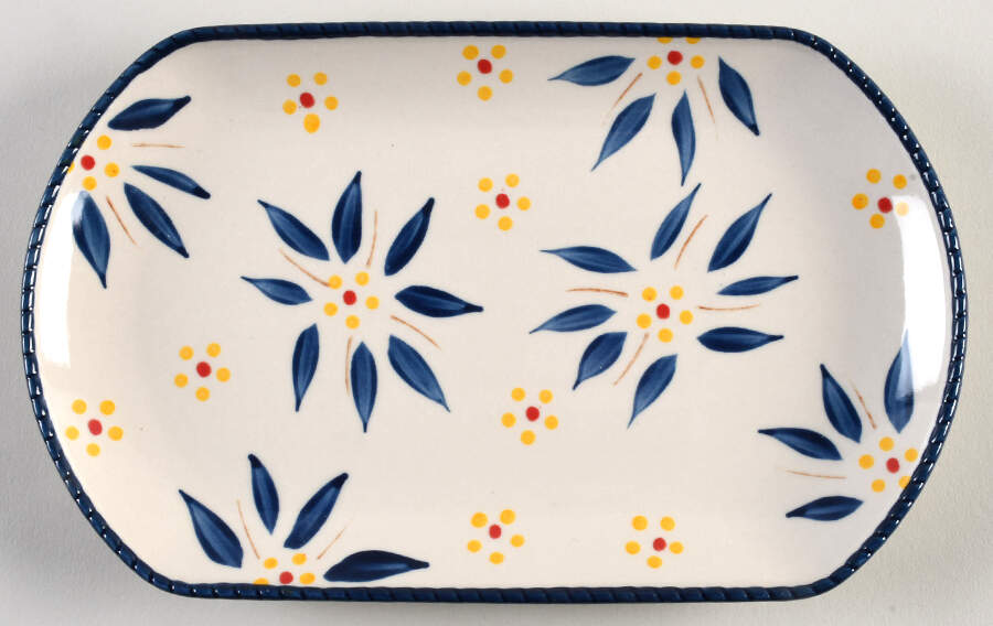 Old World Blue 9" Rectangular Serving Platter by Temp-Tations-1
