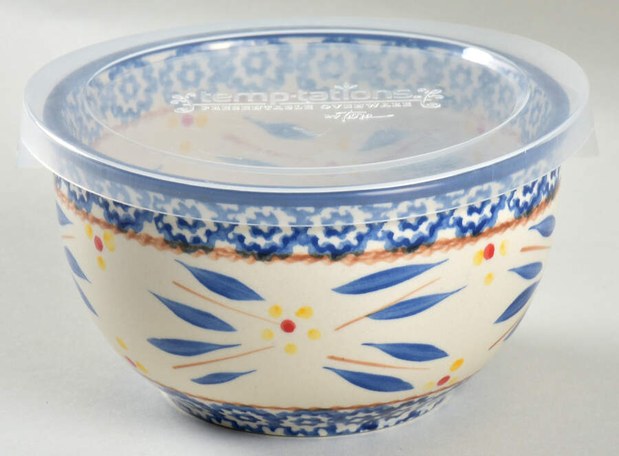 Old World Blue 5" Mixing Bowl & Plastic Lid by Temp-Tations-1
