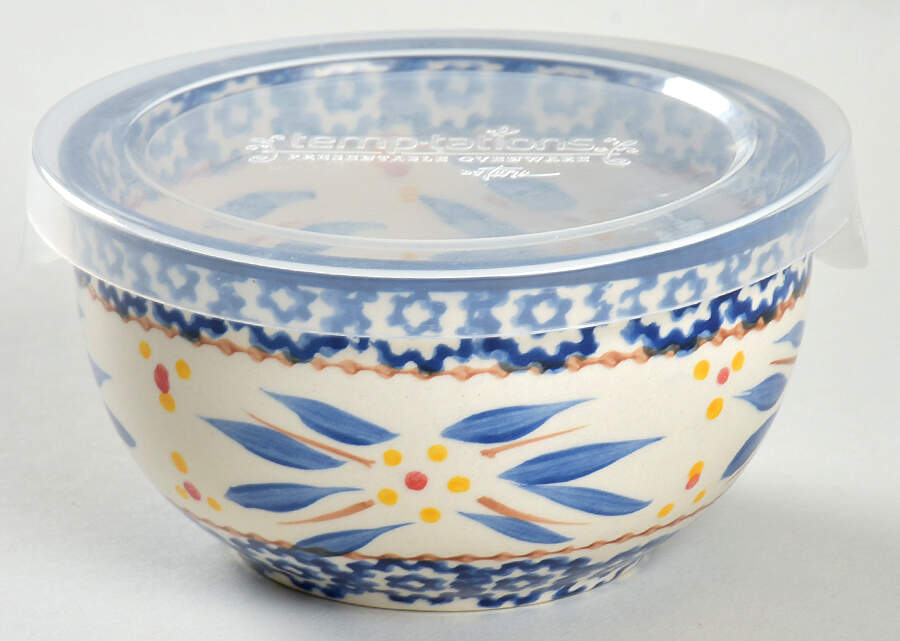 Old World Blue 4" Mixing Bowl & Plastic Lid by Temp-Tations-1