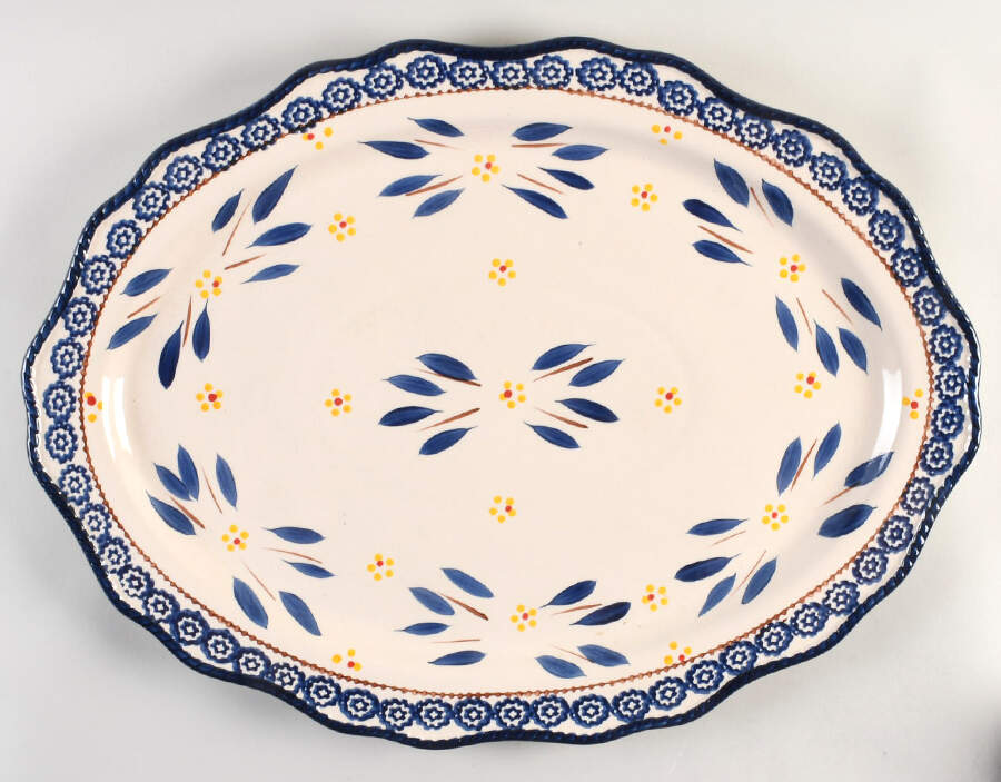 Old World Blue 20" Oval Serving Platter by Temp-Tations-1
