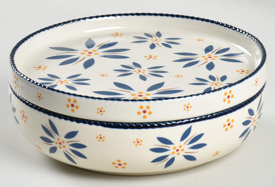 Old World Blue 32 Oz Individual Pasta Bowl with Lid-It by Temp-Tations-1