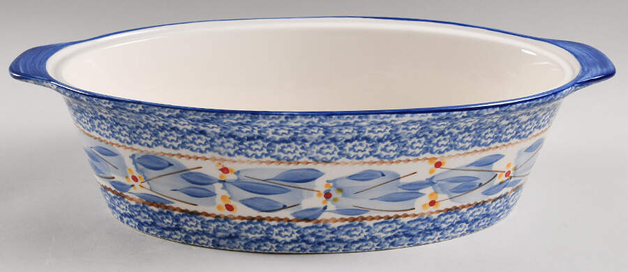 Old World Blue 3.5 Qt Oval Covered Casserole No Lid by Temp-Tations-1