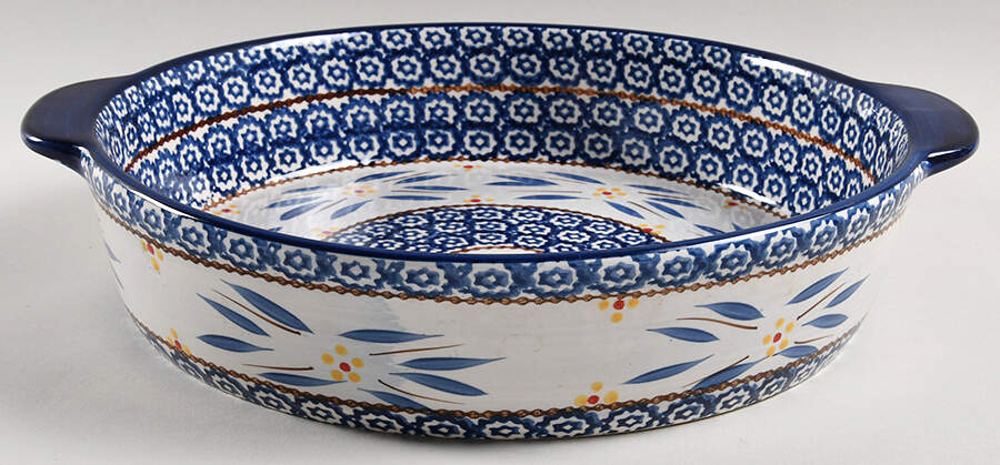 Old World Blue 3 Qt Round Baker No Plastic Lid for Baker & Ramekins Set (Chip & Dip) by Temp-Tations-1