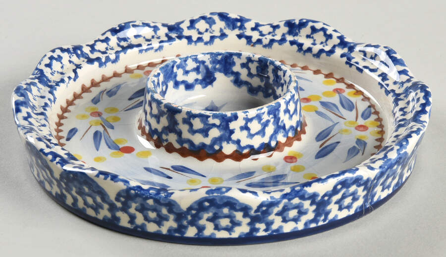 Old World Blue Convertible Cake/Chip Plate for Mini Convertible Set by Temp-Tations-1