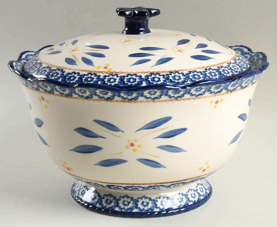 Old World Blue Round Covered Vegetable by Temp-Tations-1