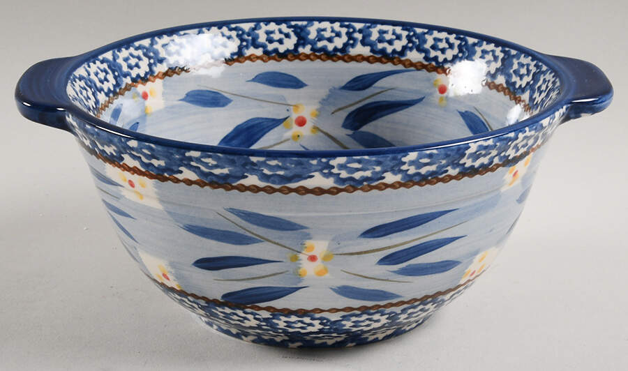 Old World Blue 7" Handled Round Serving Bowl by Temp-Tations-1