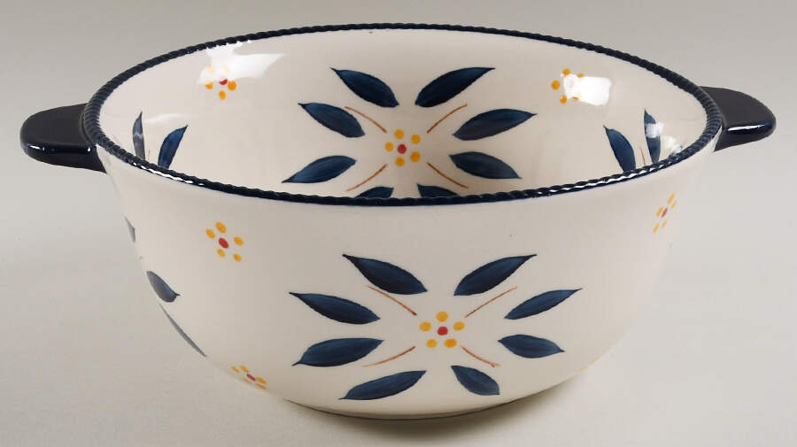 Old World Blue 10" Handled Round Serving Bowl by Temp-Tations-1