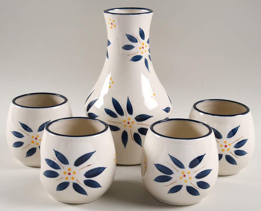 Old World Blue (5 Piece) Sake Set by Temp-Tations-1