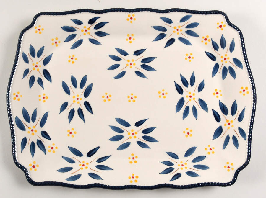 Old World Blue 15" Rectangular Serving Platter by Temp-Tations-1