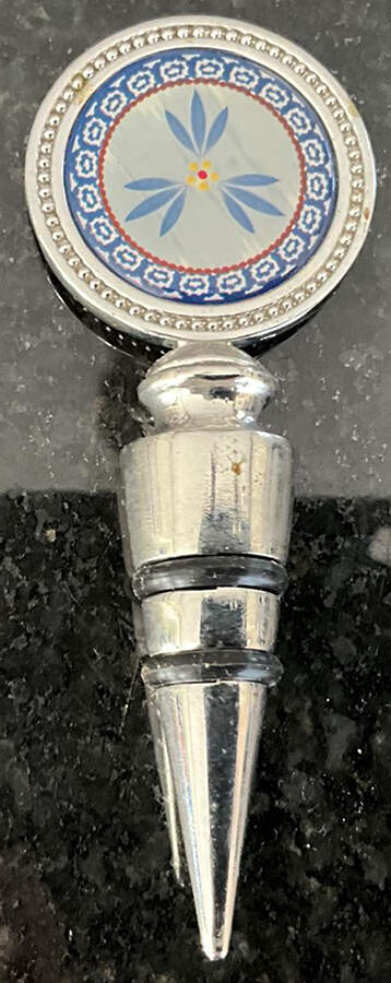 Old World Blue Wine Stopper-Ceramic by Temp-Tations-1