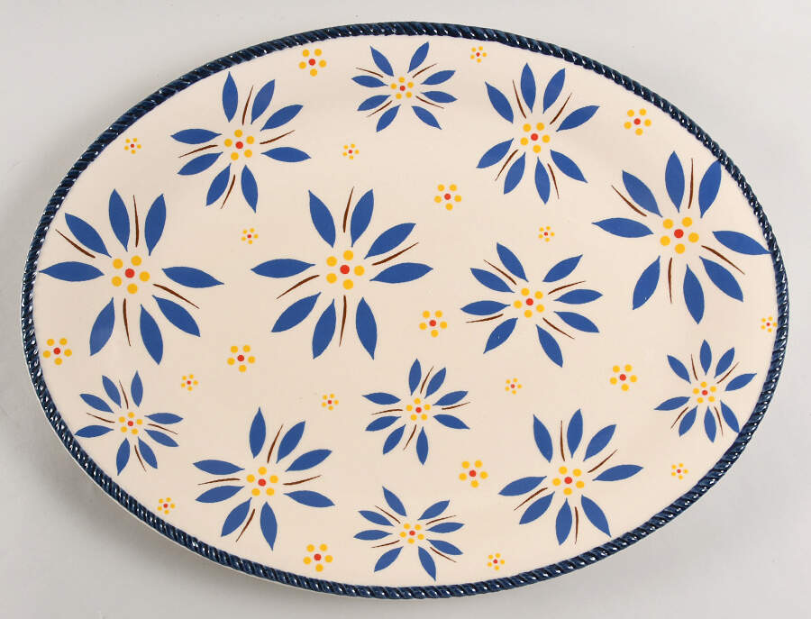 Old World Blue 16" Oval Serving Platter by Temp-Tations-1