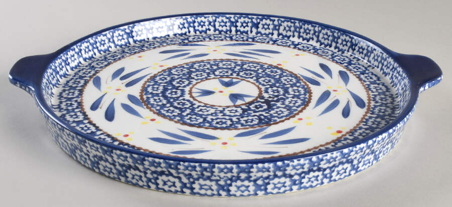 Old World Blue Handled Cake Plate by Temp-Tations-1