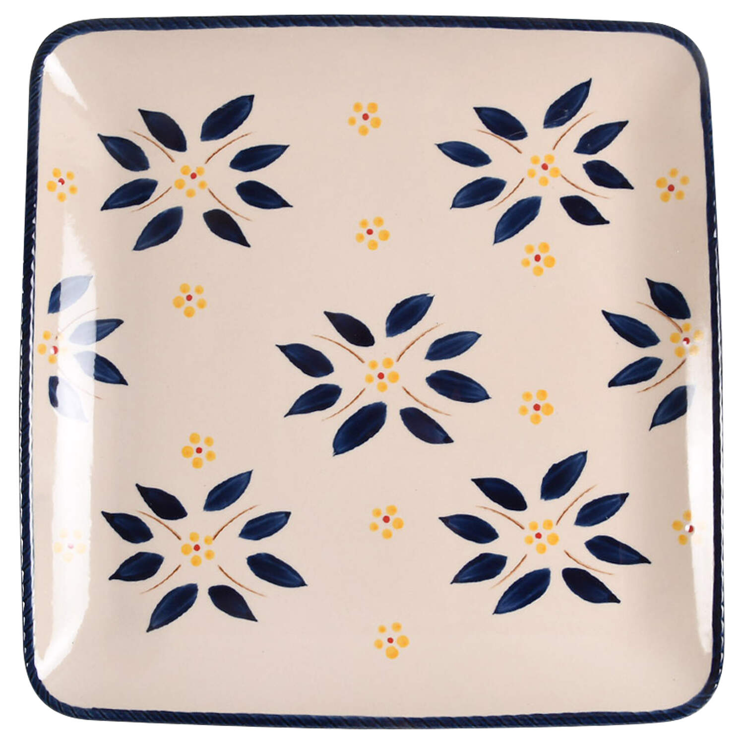 Old World Blue Square Dinner Plate by Temp-Tations-1
