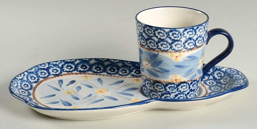 Old World Blue Snack Plate & Cup Set by Temp-Tations-1