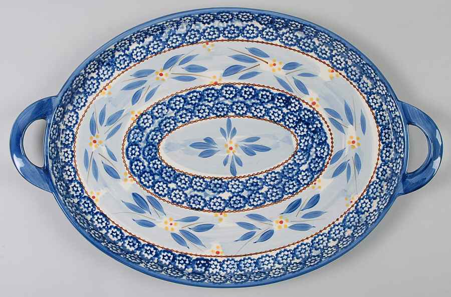 Old World Blue 18" Oval Handled Platter by Temp-Tations-1