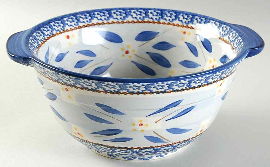 Old World Blue 9" Handled Round Serving Bowl by Temp-Tations-1