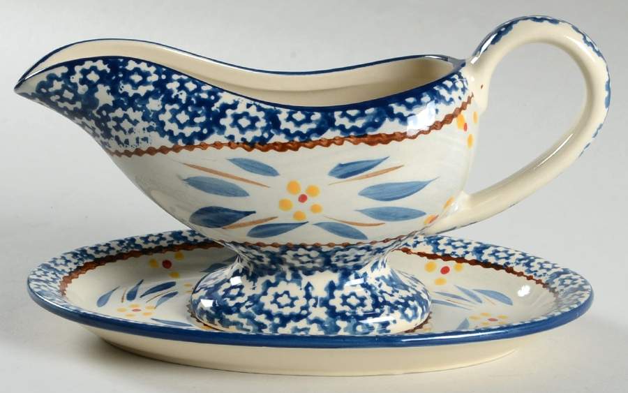 Old World Blue Gravy Boat & Underplate by Temp-Tations-1