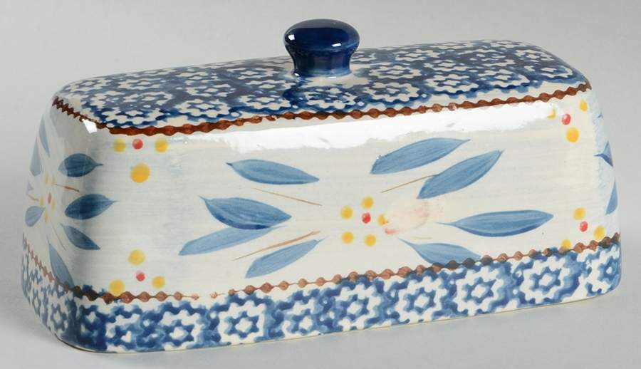 Old World Blue Lid for 1/4 Lb Butter by Temp-Tations-1