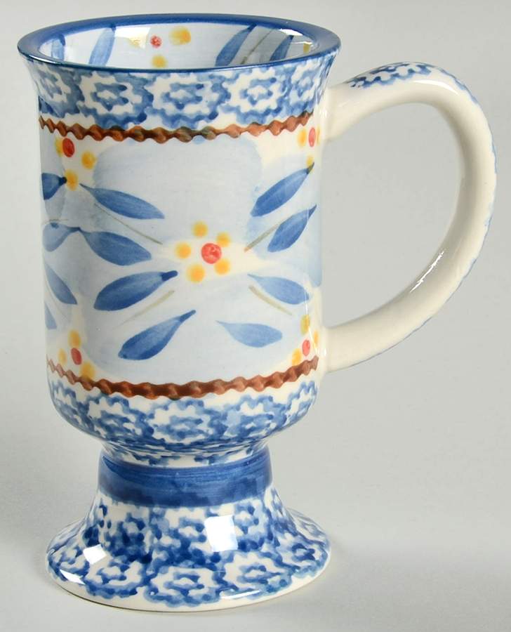Old World Blue Pedestal Mug by Temp-Tations-1