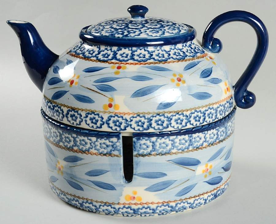Old World Blue Teapot & Warmer Stand by Temp-Tations-1