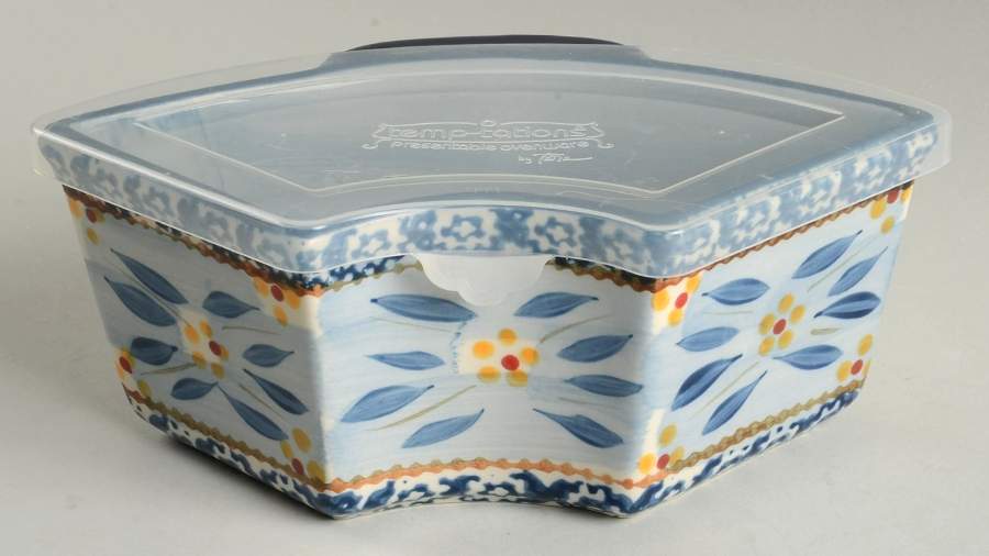 Old World Blue 18 Oz Ramekin & Plastic Lid for Baker & Ramekins Set (Chip & Dip) by Temp-Tations-1