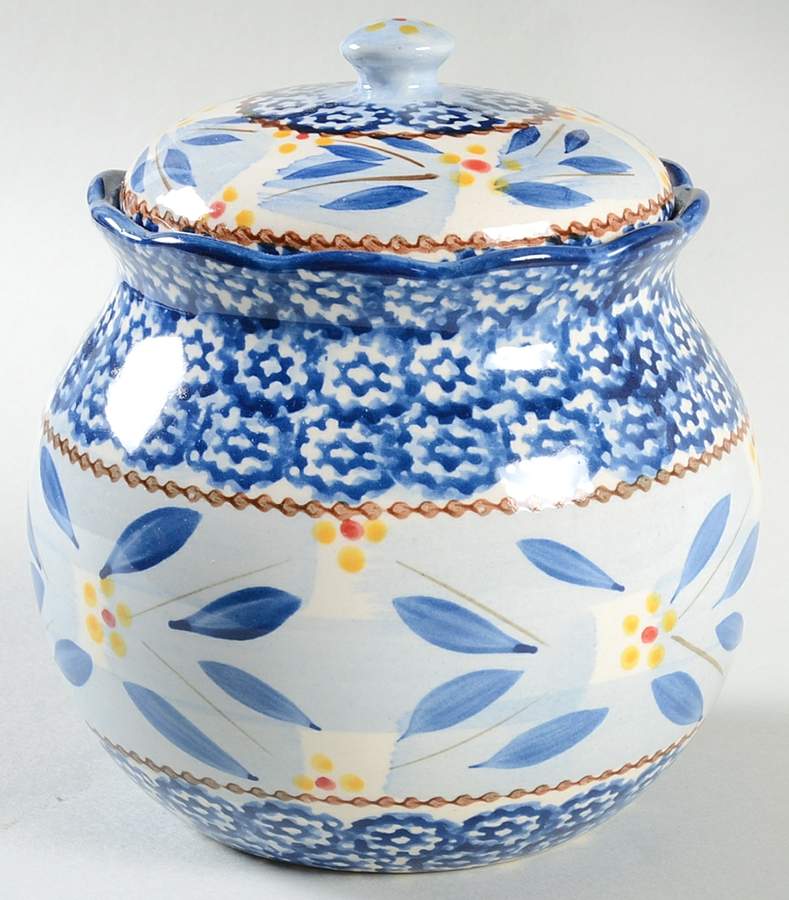 Old World Blue Small Canister & Lid by Temp-Tations-1