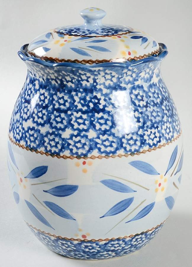 Old World Blue Medium Canister & Lid by Temp-Tations-1