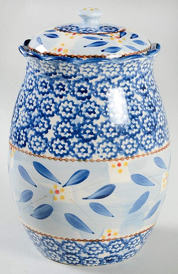 Old World Blue Large Canister & Lid by Temp-Tations-1
