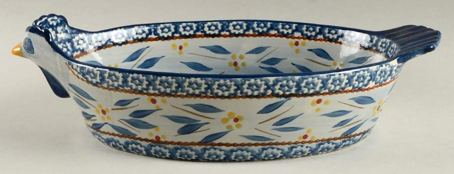 Old World Blue 12" Figural Oval Baker by Temp-Tations-1