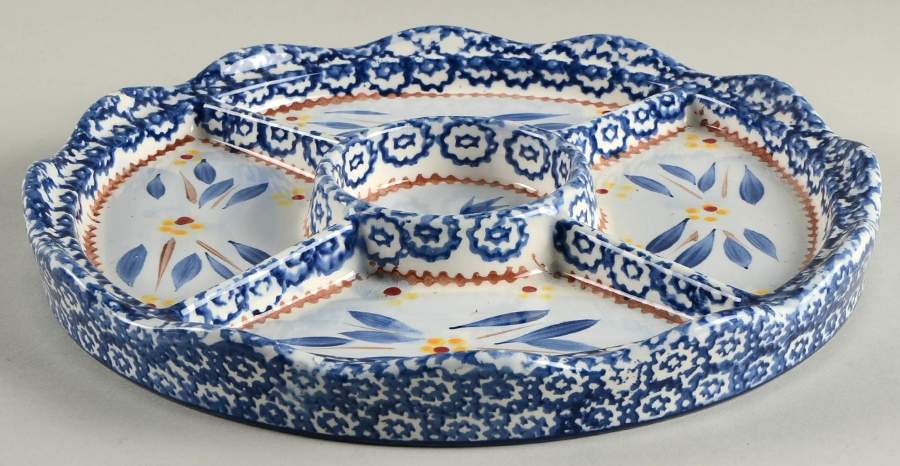 Old World Blue Cake/Chip Plate for Convertible Set by Temp-Tations-1