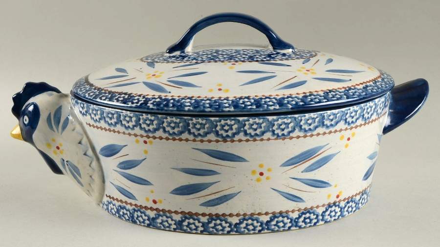 Old World Blue 2.5 Qt Oval Covered Casserole by Temp-Tations-1