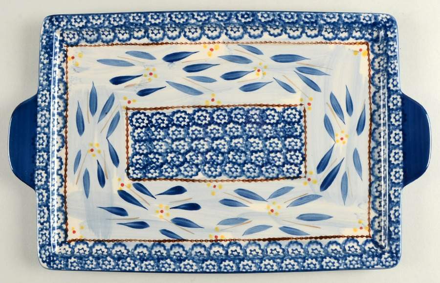 Old World Blue 15" Rectangular Tray by Temp-Tations-1