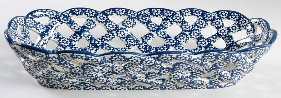 Old World Blue Bread Basket Tray by Temp-Tations-1