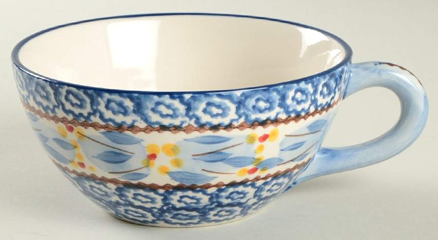 Old World Blue Cup for Individual Teapot & Lid with Cup by Temp-Tations-1