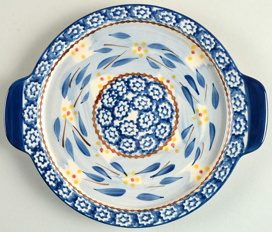 Old World Blue 8" Round Lid-It (Trivet,Tray,Baker Lid) by Temp-Tations-1