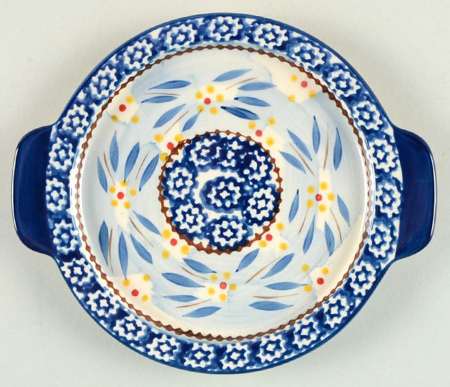 Old World Blue 7" Round Lid-It (Trivet,Tray,Baker Lid) by Temp-Tations-1