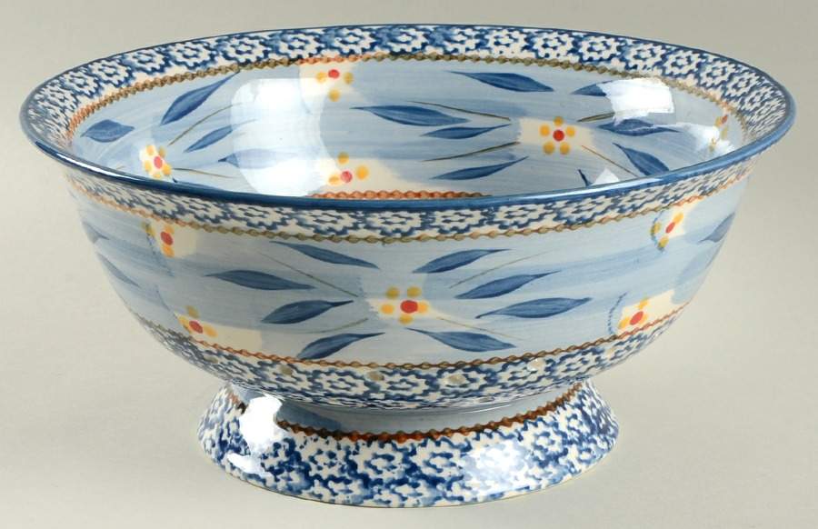 Old World Blue Ceramic Colander by Temp-Tations-1